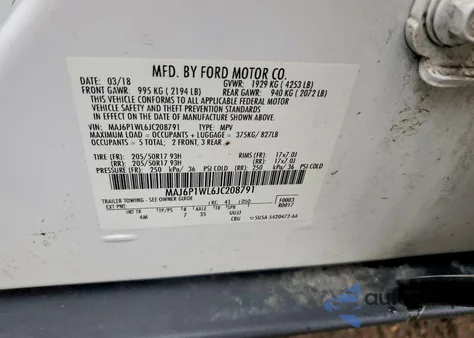 2018 Ford Ecosport Titanium from USA, damaged, VIN MAJ6P1WL6JC208791
